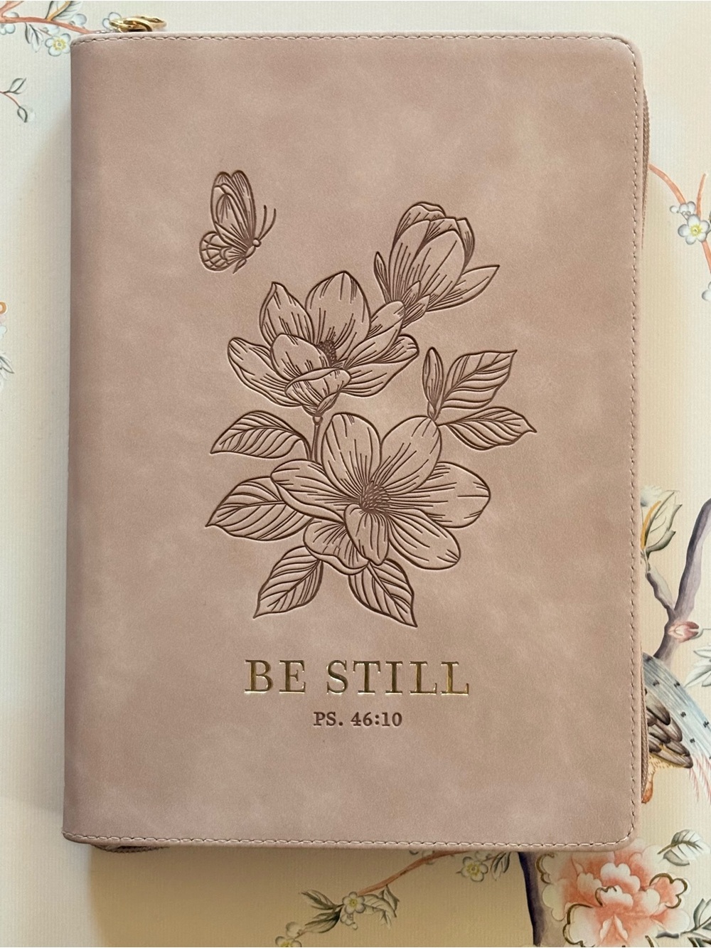 Christian Art Gifts Be Still Pink Faux Leather Journal W/Zipper Closure